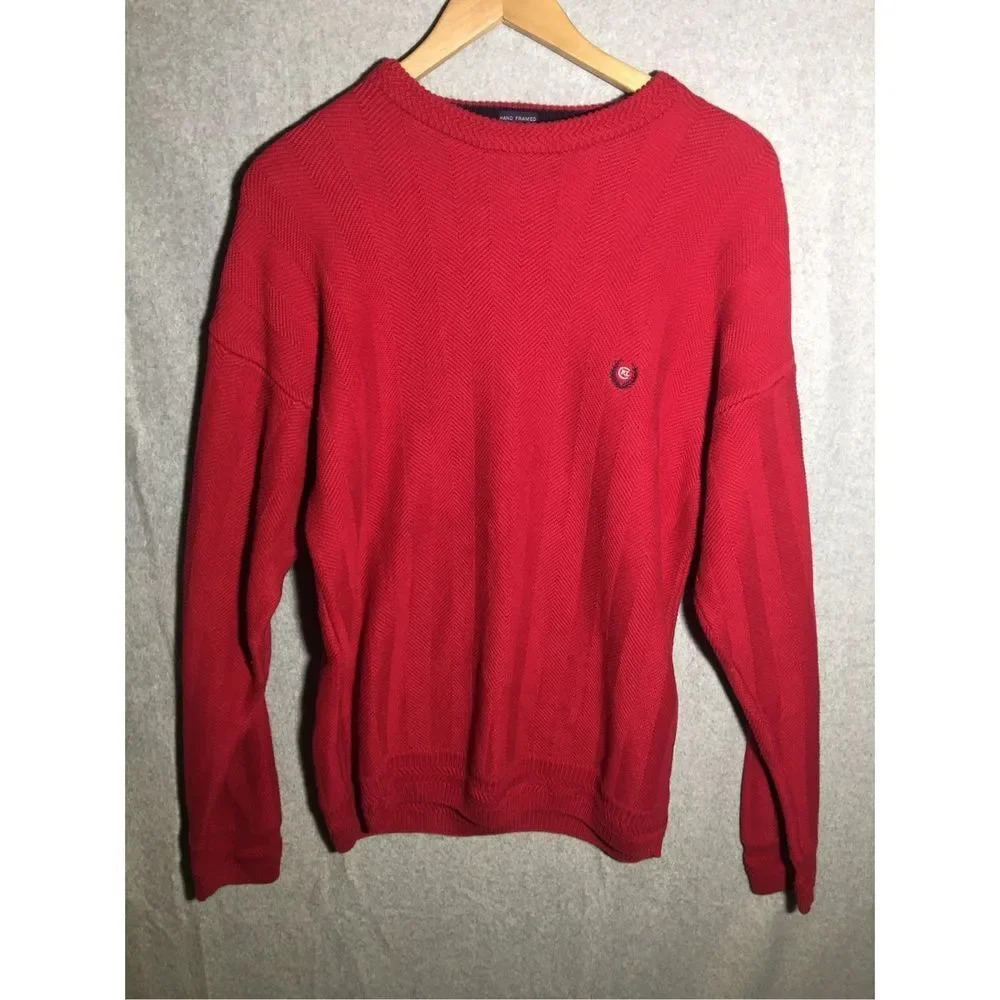 Mens Chaps Ralph Lauren Sweater Red Hand Framed Casual Warm Knit